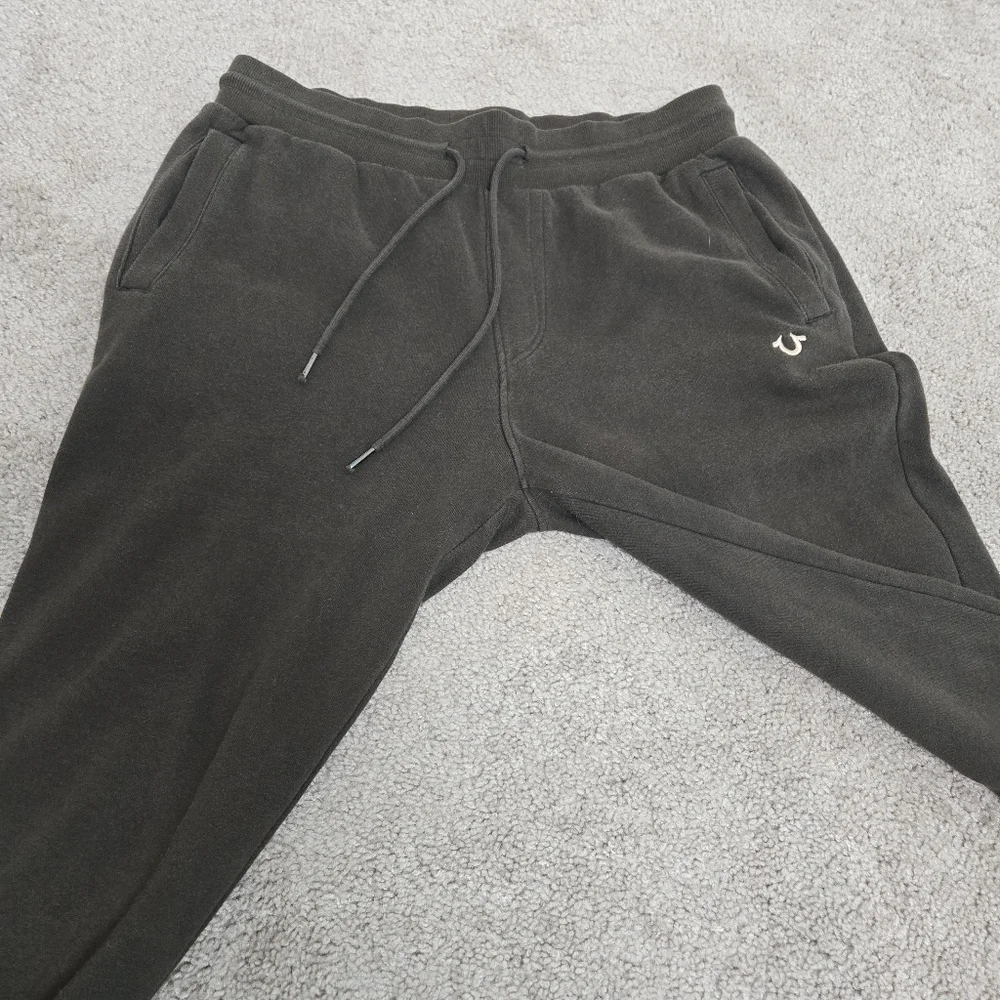 True Religion Men's Logo Horseshoe Jogger Sweatpants Large Brown Color‎ Pockets